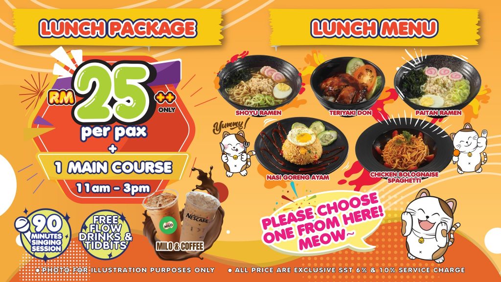Lunch package for karaoke manekineko malaysia